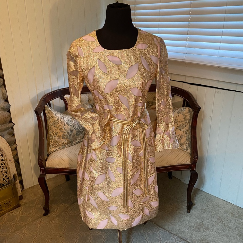 Elegant Gold and Pink Women's Dress